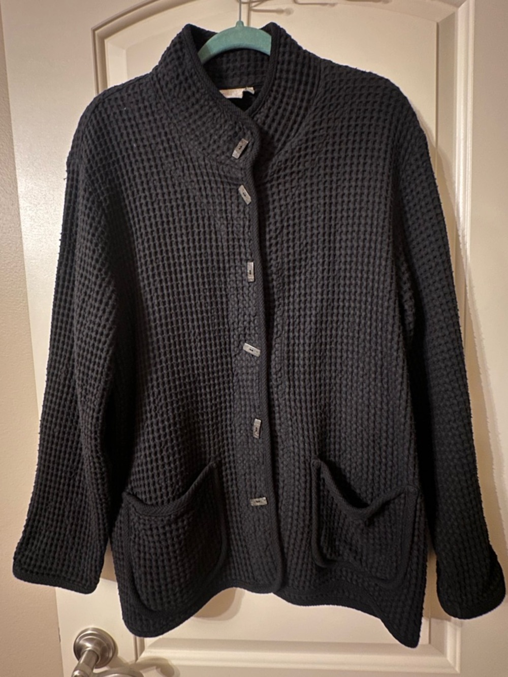 Focus Fashions Classic Waffle Jacket-Black